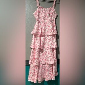 Floral Pink Ruffle Dress